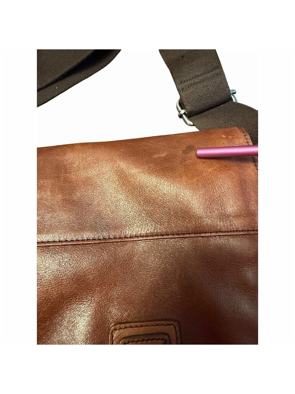 Fossil Messenger Bag Mens Large Brown Crossbody Shoulder Laptop Briefcase - Picture 13 of 14